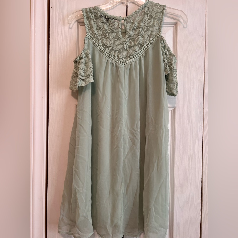 As U Wish Mint green, laced, Cold Shoulder Dress